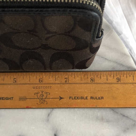 COACH black signature logo large wristlet wallet in canvas & w/ leather accents - Picture 14 of 15